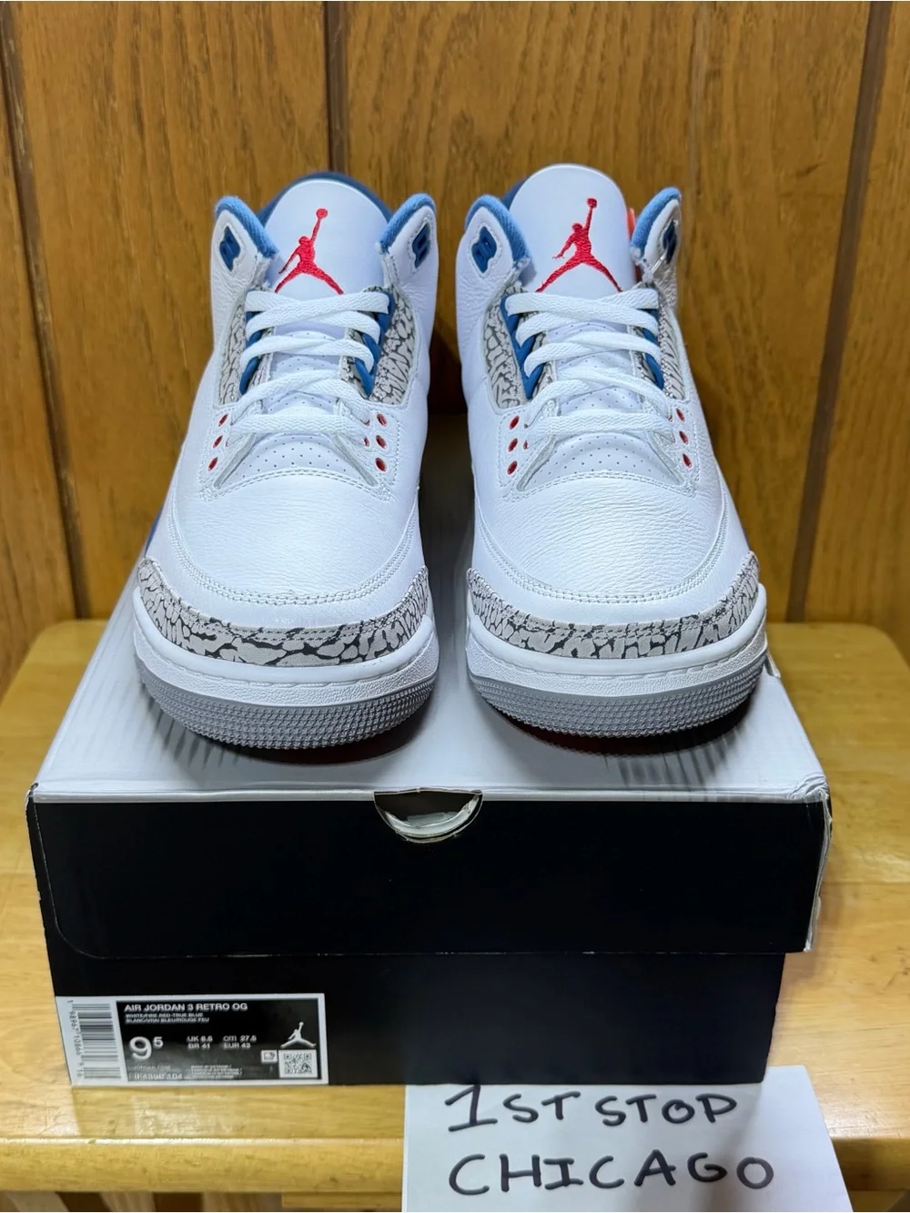 Nike Air Jordan 3 True Blue 2026 White Red Blue Mens Size 9.5 Authentic AJ3 NEW